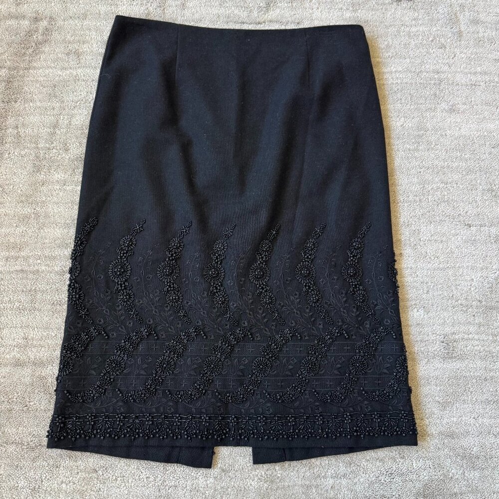 Isda & Co Black Beaded Pencil Skirt